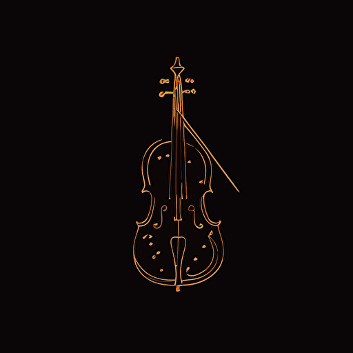 minimal line logo of a violin black background, vector