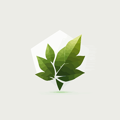 hexagonal leaf logo, simple, white background, vector logo
