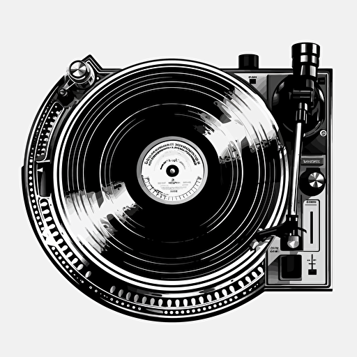vinyl record, black and white logo, vector, technic 1200 turntable