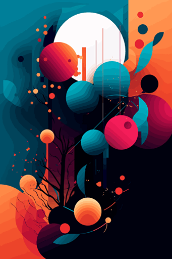 modern, vector, bright contrasting colors