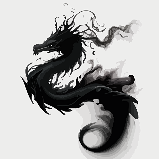 white background, black vector image. There is only a Chinese dragon's tail, expended from the bottom of the picture. The tail is curling up, gradually fading away like a steam.