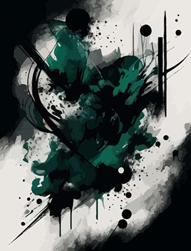 abstract painting on gray canvas, in the style of dark emerald and dark black, simplistic vector art, abstraction-création, ink wash collages, tonalist, black-and-white, digitally enhanced