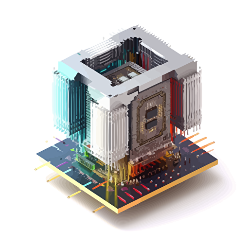 quantum computer, vector, white background