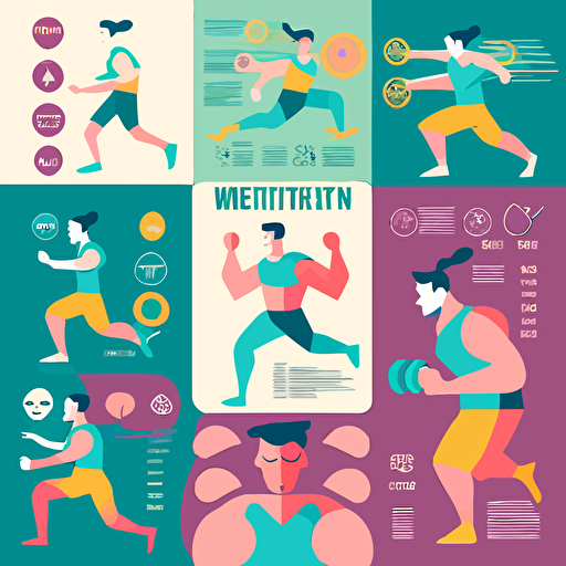 vector <emotion> people doing different activities like weightlifting, running, yoga, and meditation.