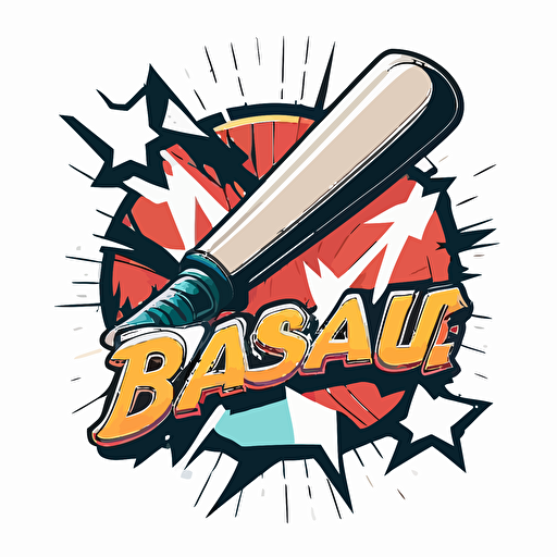 baseball bat logo vector,comic style, white background