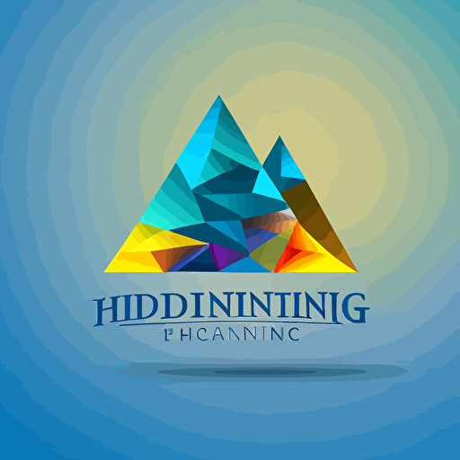 logo design mountine, low poly, flat 2d, party production company, includes the name of the company “Hrzberg”, triangle vector, simple, gradient in triangles,