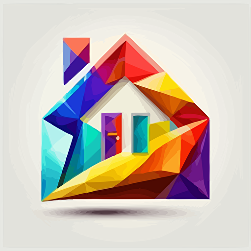 symbolic, iconic logo of A letter and a House , colorful vector, on white background