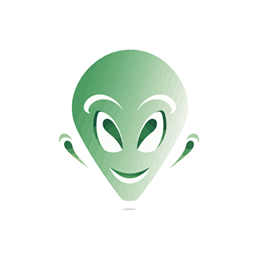 A Head of Green Alien ::0.0 "style" "corporate logo" "minimalist" "flat vector" "simple" "white background" "subject" "Green Alien: A minimalist outline of a happy alien, symbolizing the uniqueness and everyday mood."} ::1.0 IterativeChaos ::0.0