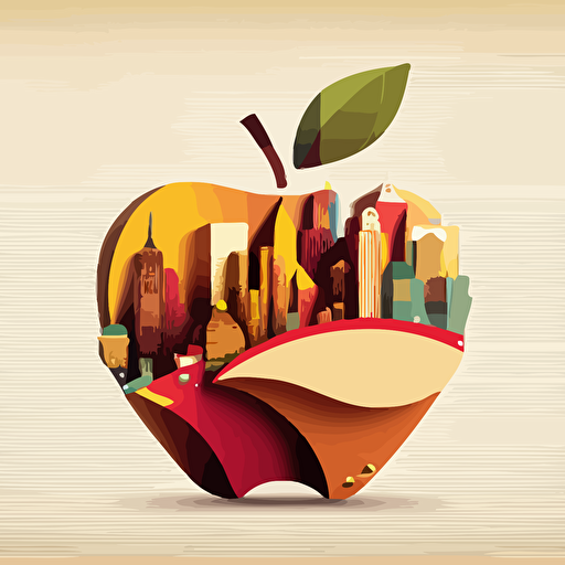 new york city in apple shape, vector