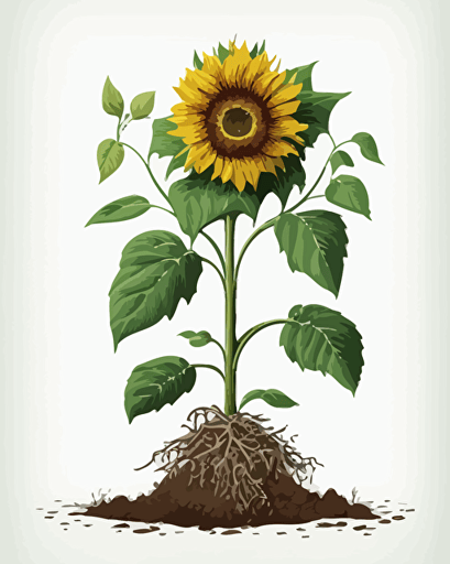 vector design of growing sunflower ,full color, printable