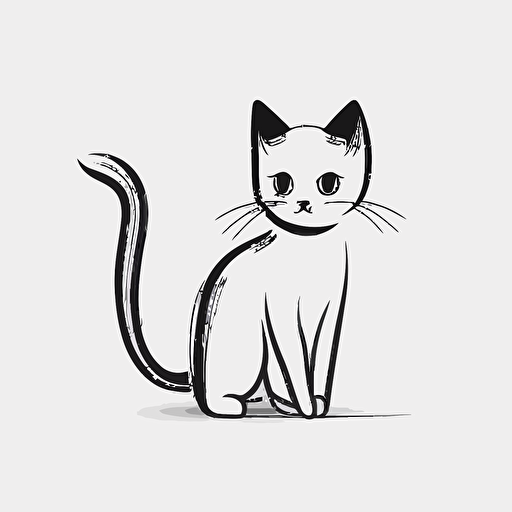 cat, cute, vector logo, vector art, simple, cartoon, 2d, white bg, outline, figure