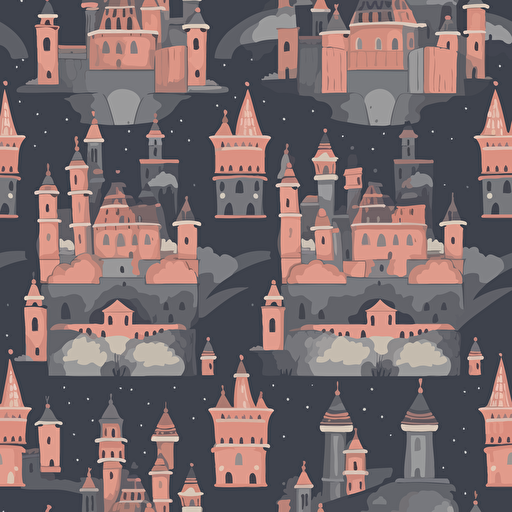 pin up princess::1 castle::5 crown magical pink black gray gradient background vector style gray