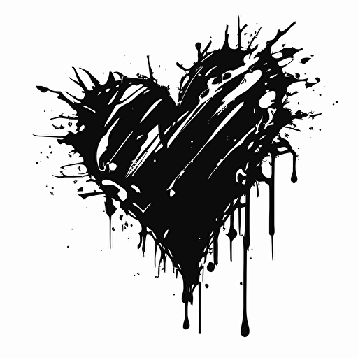 a rough hand drawn heart black vector on white background