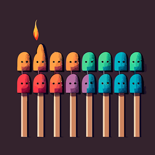 cute vector of matches that have eventually burnt out. colour.
