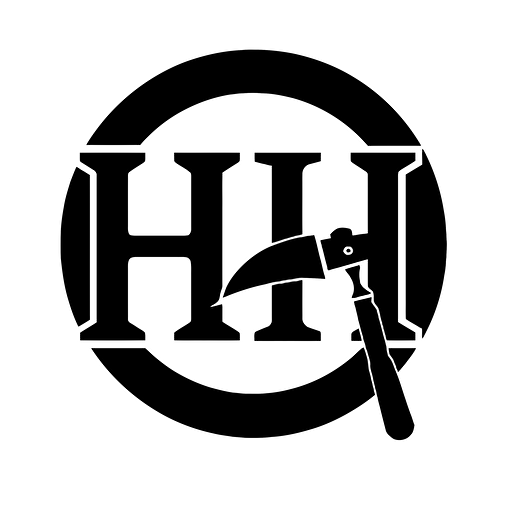 A logo for a carpenter with the black big letter "H" and a bit smaller black letter "H" in the middle, vector,