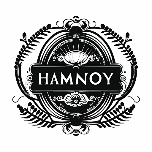 iconic logo of harmony, retro pictorial, black vector on a white background