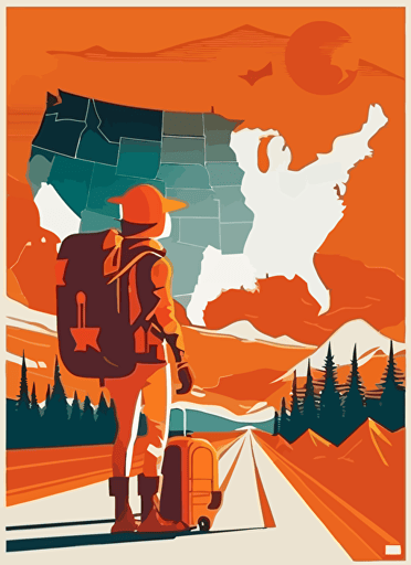 usa traveler poster, vector flat illustration