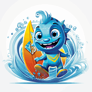 Design a fun, positive, uplifting, and unique mascot that embodies the spirit of the "Creative Waves: Inspiring the Future" theme. The mascot should represent the joy and excitement of coming together in the world of art, fashion, music, and design, while being relevant to ComplexCon and its audience. The mascot should radiate positivity and inspiration, promoting an atmosphere of encouragement, creativity, and innovation. Make sure the mascot does not infringe on or resemble any existing contemporary artists' styles and ensure it's easily recognizable, visually appealing, and suitable for high-quality vector illustrations.