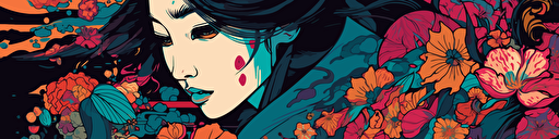 vibrant woke 2d vector art ukiyo-e