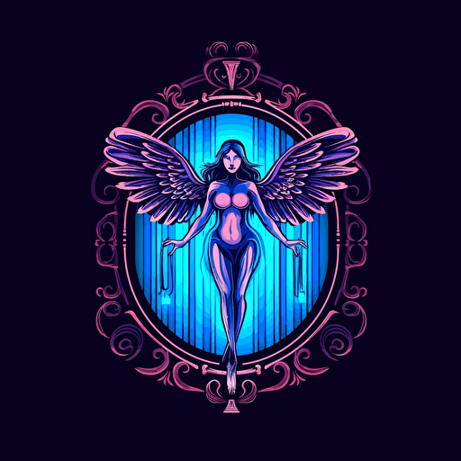 Logo female angel inside of a locked door, Night Club vector logo, v ector logo, vector art