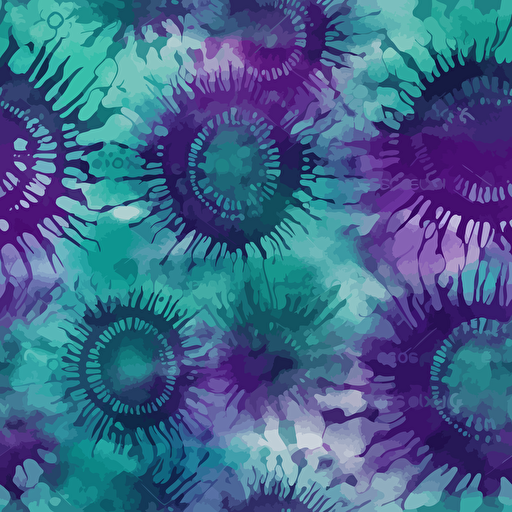 tie dye digital paper in purple, petrol and green; vector seamless background,
