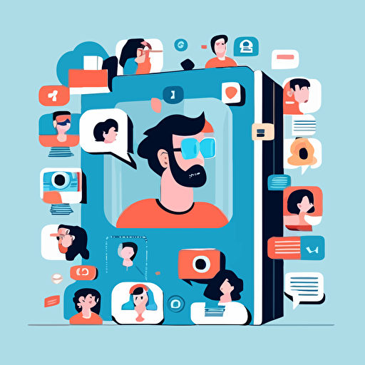 an illustration showing personalized content feed on social media, illustration, vector, minimalist,