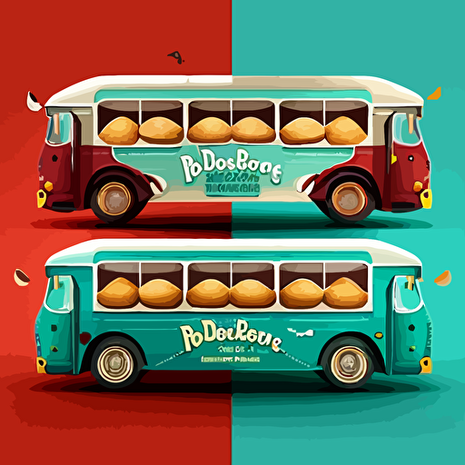 an amazing advert design for a double deckerbus. Food. Takeaway. Vector