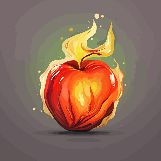 an apple on fire, 2d, vector art
