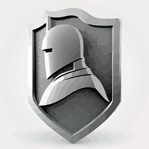 a sheilded knight icon, simple, basic shapes, vector, clean white background
