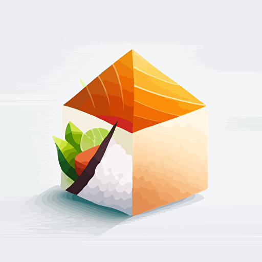 One sushi, minimalistic design, geometric, flat, no shadow, vector art, white background