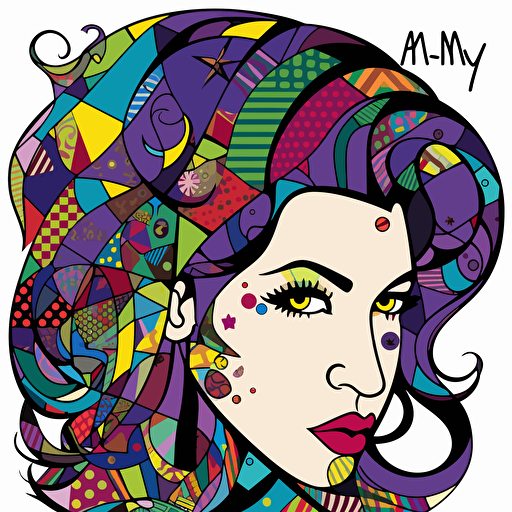 Amy Winehouse vectorized romero britto stylo