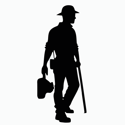 silhoette of professional tradesman, simple design, vector style