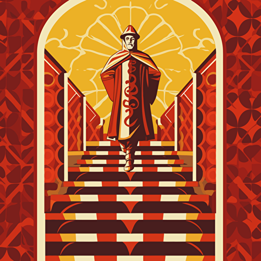 Medieval footman, escher style, vector style, vector illustration