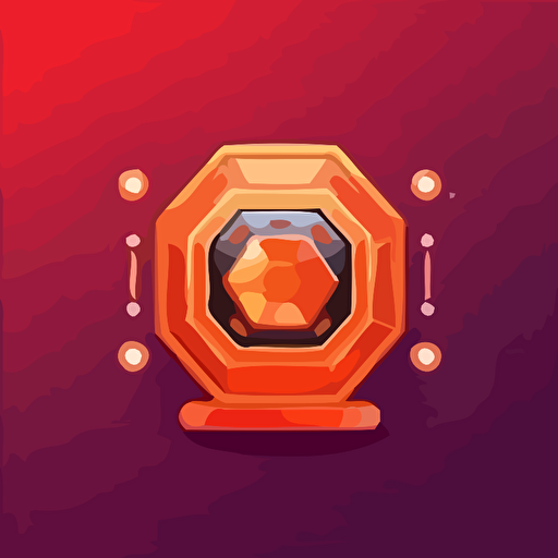 flat vector logo of octagon with slot machine with reels displaying three diamonds, red orange gradient, simple minimal,