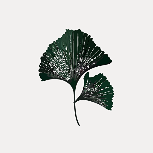 very minimalist dark green ginkgo leaf, mono-color, vector logo to be used as s logo for Instagram account, no surface structure, white background, no text