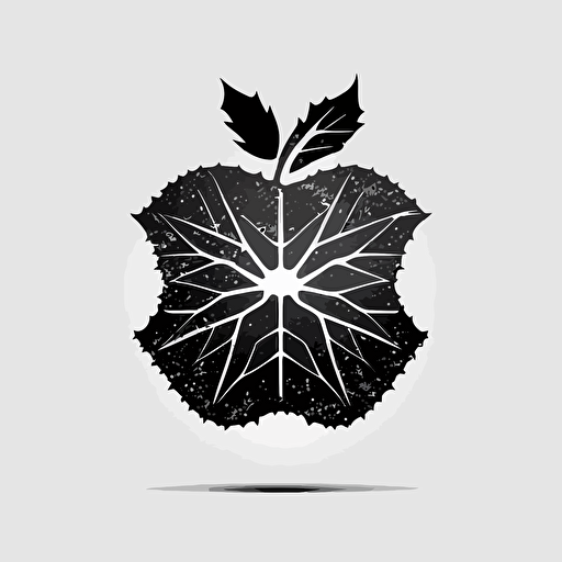 apple like a snowflake minimalistic logo , black and white, linear, vector