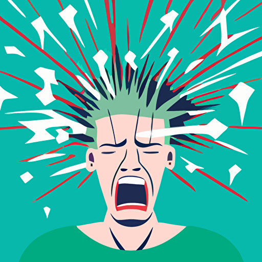 an vector illustration of a person that is stressed and grbbing their head, vecrot illustration, cut-out