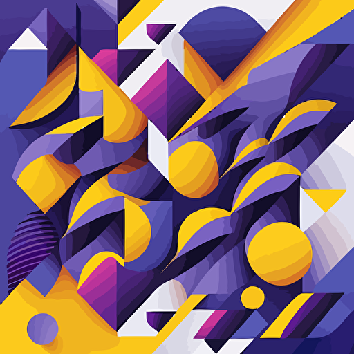 minimalist abstract modern pattern illustration geometric art vector style, purple, yellow and blue