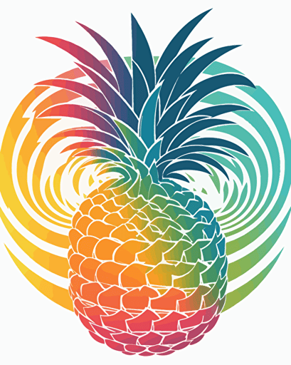 spiral ananas, minimalistic, retro aesthetics, vector image, sticker, pastel pantone colors, white background