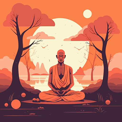 yoga monk meditation concept vector