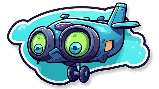 cute robot flying a plane, Sticker, Adorable, Cool Colors, Pencil Drawn, Contour, Vector, White Background, Detailed::