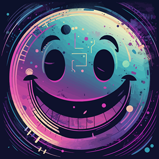 a 2D vector drawing a trippy smiley face