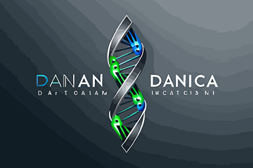vector modern logo for a medical company, dna, technology, green, blue, gray
