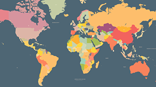 flat vector, colour coded world map