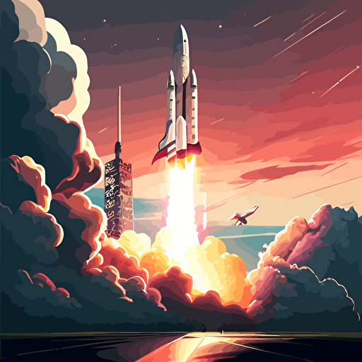 spacex starship launch vector art high quality