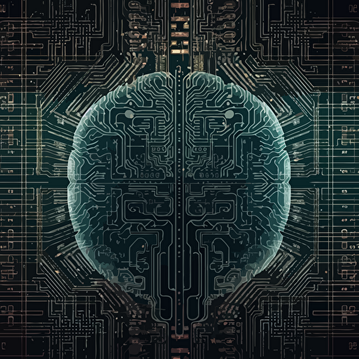 vector art illustration of an AI brain in the matrix