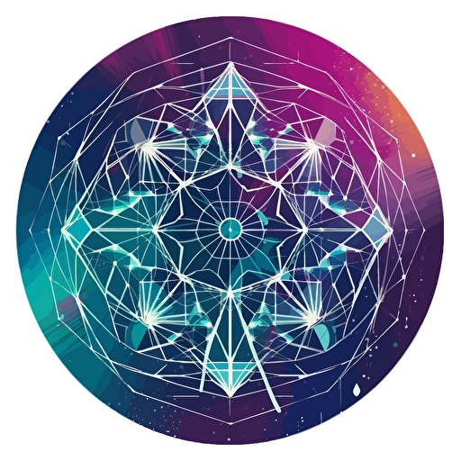 sticker , vector, reiki crystal grid for distant healing, organic