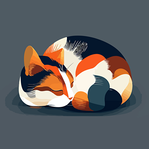 simplistic vector sleeping calico cat