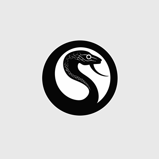 simple minimal icon, single color, 2d vector art, "coiled snake" silhouette, black on white paper.