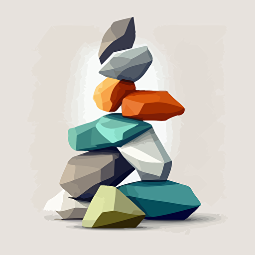 colourful stones leing on each other, vector illustration, white background, balanced asymmetry